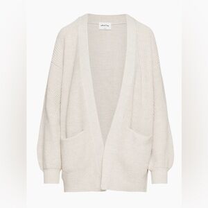 Aritzia Wilfred Unwind Cardigan Merino Wool M Heather Birch